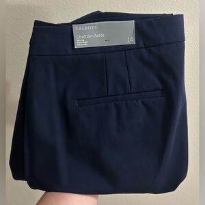 NWT Talbots Chatham Ankle Pants Sz 14 Blue Classy Career Wear Pleated High Rise
